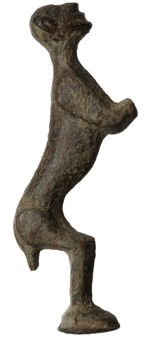 reverse: Bronze figurine of a mixed creature with a human head, possibly a handle decoration.Middle Ages.Height: 67 mm