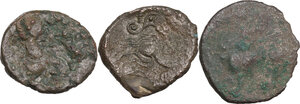 reverse: Northwest Gaul, Senones. Lot of 3 (three) BI Stater, type with chariot right on reverse