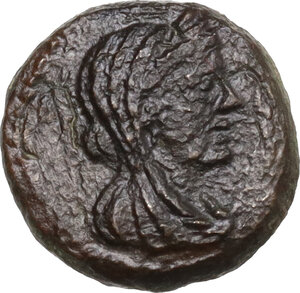 obverse: Uncertain mint.  Under Roman Rule. AE 11 mm., c. 204-190 BC