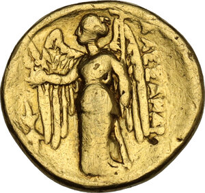 reverse: Kings of Macedon.  temp. Alexander III – Philip III. . AV Stater. In the name of Alexander III. Amphipolis mint. Struck under Antipater, c. 325-319 BC