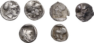 reverse: Mysia, Lampsakos. Lot of 6 AR Obol, 500-470 BC