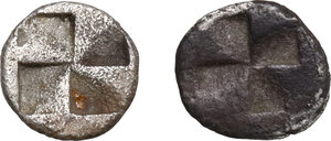 reverse: Aeolis, Kyme. Lot of 2 AR Obols, 480-450 BC