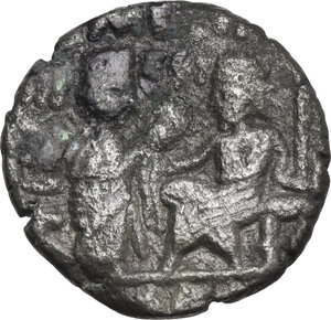 reverse: Kings of Parthia.  Vologases VI (208-228 AD). Bl Tetradrachm 24 mm. Seleukeia on the Tigris mint