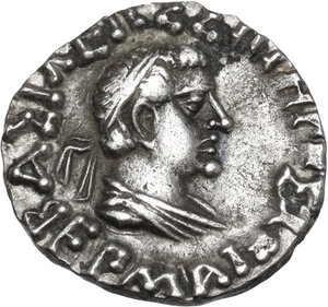 obverse: Baktria, Indo-Greek Kingdoms.  Hermaios Soter (c. 105-90 BC). . AR Drachm. Posthumous issue, uncertain mint in Seistan or Gandhara