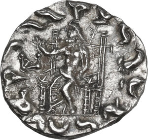 reverse: Baktria, Indo-Greek Kingdoms.  Hermaios Soter (c. 105-90 BC). . AR Drachm. Posthumous issue, uncertain mint in Seistan or Gandhara
