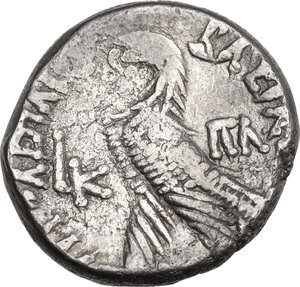 reverse: Egypt, Ptolemaic Kingdom.  Ptolemy XII Neos Dionysos (81-58 BC). AR Tetradrachm. Alexandreia mint. Dated RY 20 (62/61 BC)