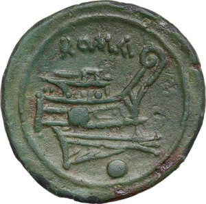 reverse: Anonymous post-semilibral series. AE Uncia, c. 215-212 BC. Rome mint