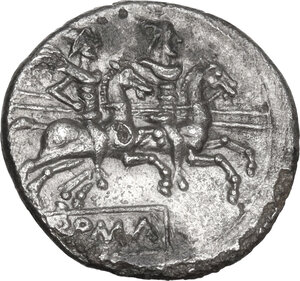 reverse: Anonymous. Fourrée Denarius, after 211 BC