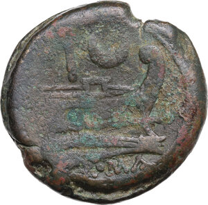 reverse: Crescent (first) series. . AE As, c. 207 BC