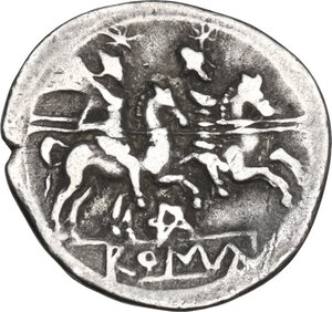 reverse: Pentagram (second) series. AR Denarius, uncertain mint, c. 206-200 BC