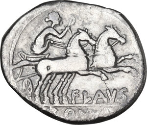 reverse: Decimius Flavus. AR Denarius. 150 BC. Rome mint