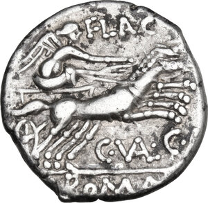 reverse: C. Valerius C.f. Flaccus. AR Denarius, 140 BC