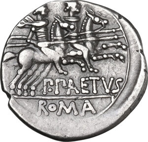 reverse: P. Aelius Paetus. AR Denarius. 138 BC. Rome mint