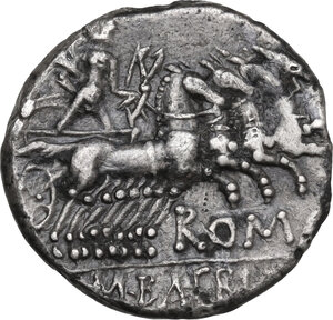reverse: M. Baebius Q. f. Tampilus. AR Denarius, 137 BC