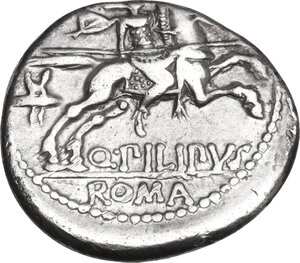 reverse: Q. Philippus. AR Denarius. 129 BC. Rome mint