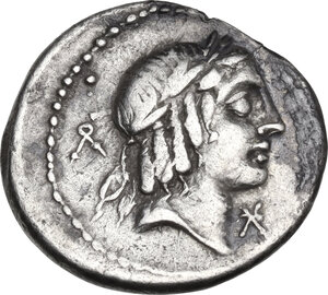 obverse: L. Calpurnius Piso Frugi. AR Denarius, 90 BC