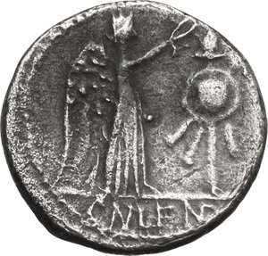 reverse: Cn. Cornelius Lentulus Clodianus. Quinarius, Rome mint, 88 AD