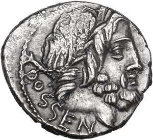 obverse: L. Rubrius Dossenus. AR Denarius. 87 BC. Rome mint