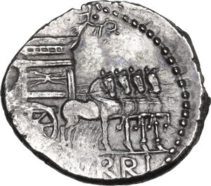 reverse: L. Rubrius Dossenus. AR Denarius. 87 BC. Rome mint