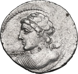 obverse: C. Licinius L.f. Macer. . AR Denarius, 84 BC