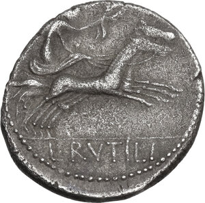 reverse: L. Rutilius Flaccus. AR Denarius, 77 BC