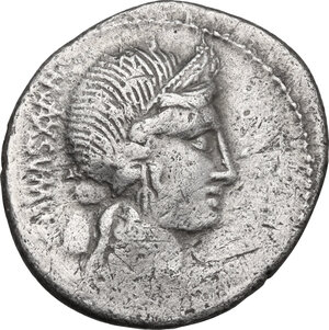 obverse: C. Egnatius Cn. f. Cn. n. Maxsumus. AR Denarius, 75 BC