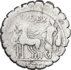 reverse: T. Vettius Sabinus. AR Denarius serratus, Rome mint, 70 BC