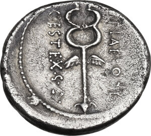 reverse: M. Plaetorius M. f. Cestianus. AR Denarius, 69 BC