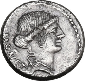 obverse: T. Carisius. AR Denarius. 46 BC. Rome mint