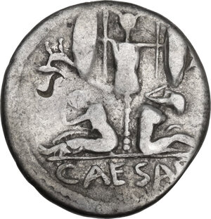 reverse: Julius Caesar. . AR Denarius, 46-45 BC. Spain