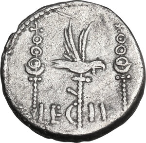reverse: Marcus Antonius. AR Denarius. mint moving with Marcus Antonius, 32-31 BC