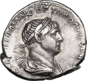 obverse: Trajan (98-117 AD). AR Denarius
