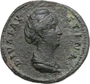 obverse: Diva Faustina I (died 141 AD). AE Sestertius, struck under Antoninus Pius, after 141 AD