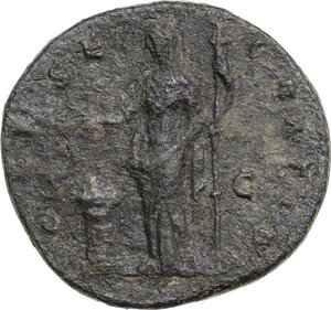 reverse: Diva Faustina I (died 141 AD). AE Sestertius, struck under Antoninus Pius, after 141 AD