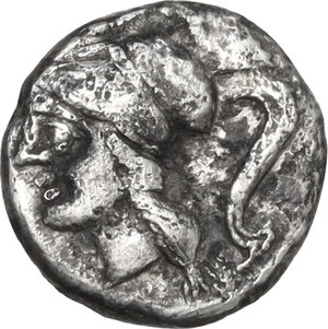 obverse: Northern Apulia, Arpi. AR Obol, 215-212 BC