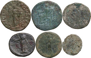 reverse: The Roman Empire. lot of six (6) unclassified roman imperial AE coins