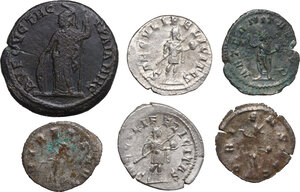 reverse: The Roman Empire. Multipl elot of six (6) unclassified AR/BI/AE coins