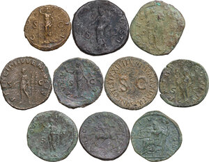 reverse: The Roman Empire. Lot of ten (10) unclassified AE roman imperial coins