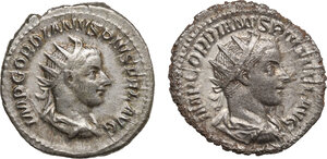 obverse: The Roman Empire. Gordian III. Lot of two (2) unclassified AR Antoniniani