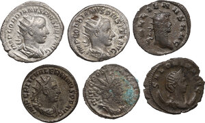 obverse: The Roman Empire. Multiple lot of six (6) unclassified AR/BI Antoniniani