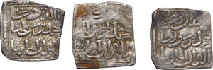 obverse: Lot of 3 (three) AR 1/2 Dirhams. Anonymous type in the name of the Qur an, mints of Tlimsan al-Jadida, Fez