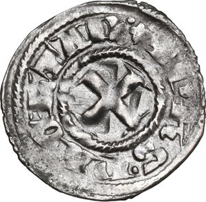 obverse: Chiarenza.  Philip I of Taranto (1294-1313). BI denier tournois (Variety PT3), Glarenza (modern Kyllini in Elis)