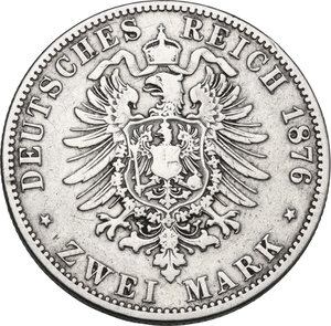 reverse: Germany. Prussia.  Wilhelm I (1861-1888). AR 2 Mark, Berlin mint, 1876