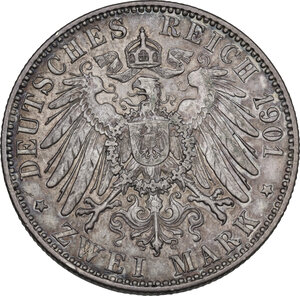 reverse: Germany. Prussia.  Wilhelm II (1888-1918). AR 2 Mark, Berlin mint, 1901A