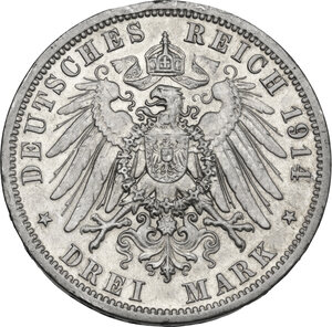reverse: Germany. Prussia.  Wilhelm II (1888-1918). AR 3 Mark, Berlin mint, 1914 A