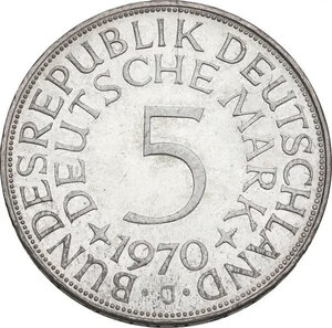 reverse: Germany.  Federal Republic. AR 5 Mark 1970 J