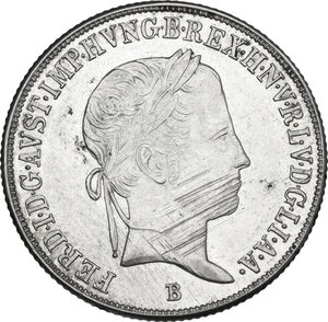 obverse: Hungary.  Ferdinand V (1835-1848). AR 20 Kreuzer, Kremnitz mint, 1845B
