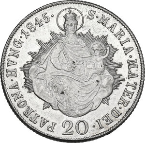 reverse: Hungary.  Ferdinand V (1835-1848). AR 20 Kreuzer, Kremnitz mint, 1845B