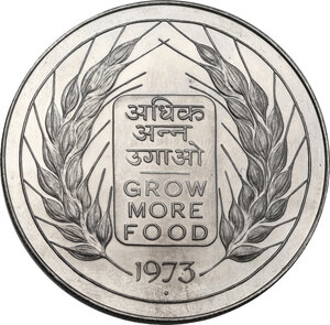 obverse: India.  Republic. AR 20 Rupees, 1973-B, FAO issue - Grow More Food,