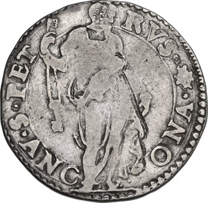 reverse: Italy .  Gregorio XIII (1572-1585), Ugo Boncompagni. AR Testone, Ancona mint